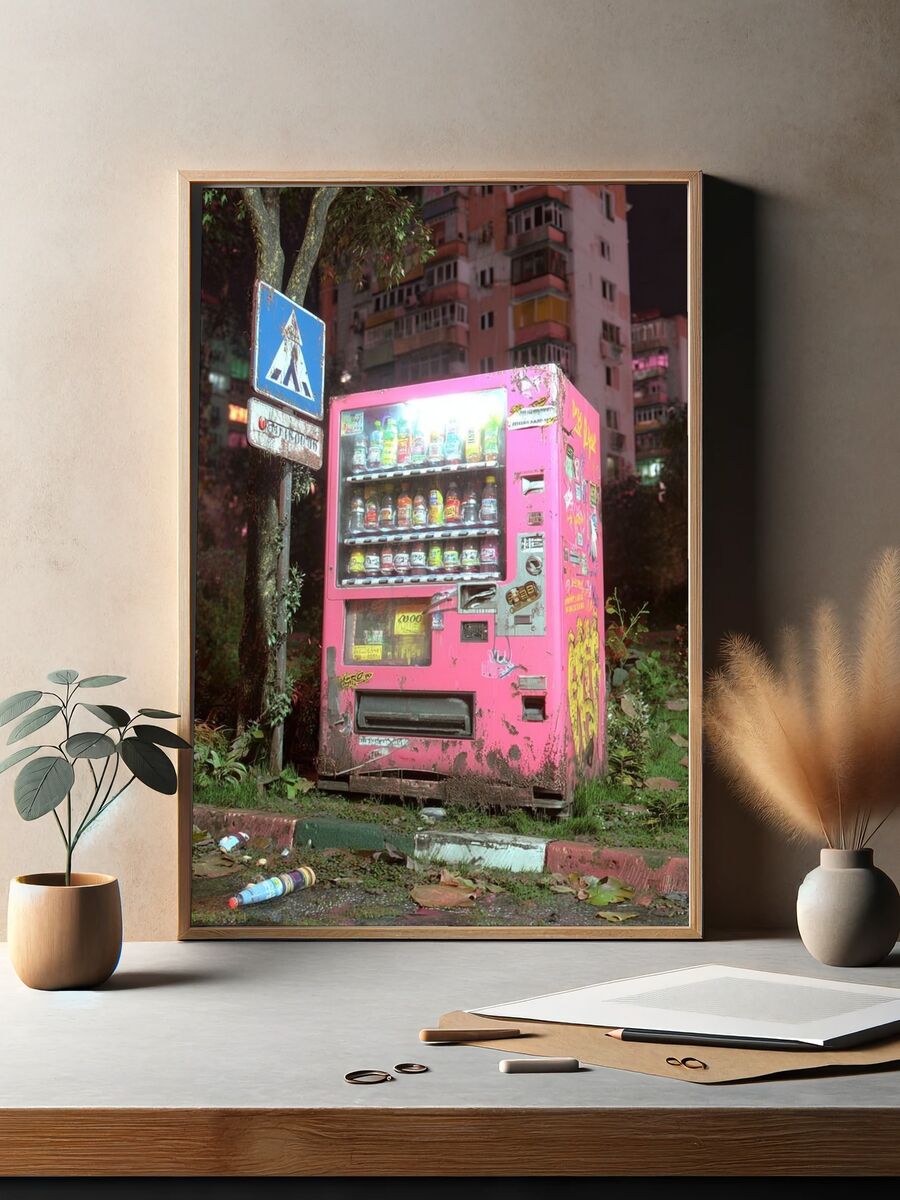Pink Vending Machine — Urban Photography Print. — room view 2