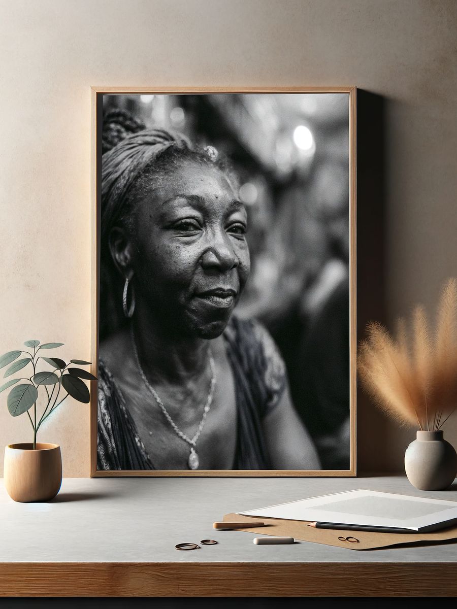 Portrait of a Woman Black-White Poster. — room view 2