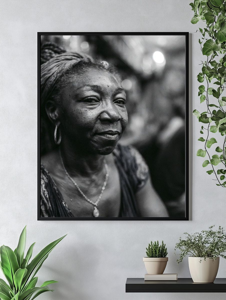 Portrait of a Woman Black-White Poster. — room view 4
