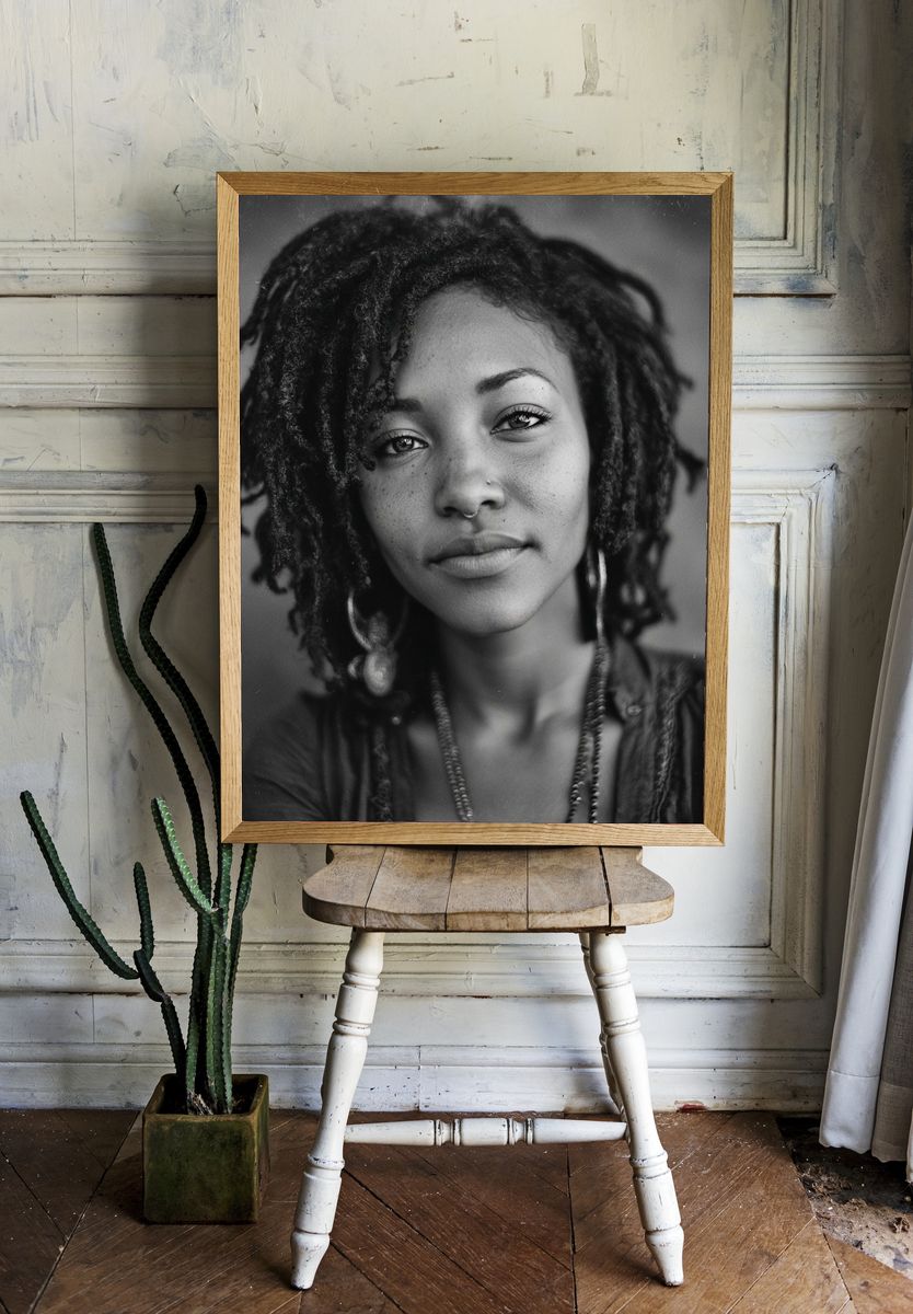 Portrait of a Woman Black-White Print. — room view 1