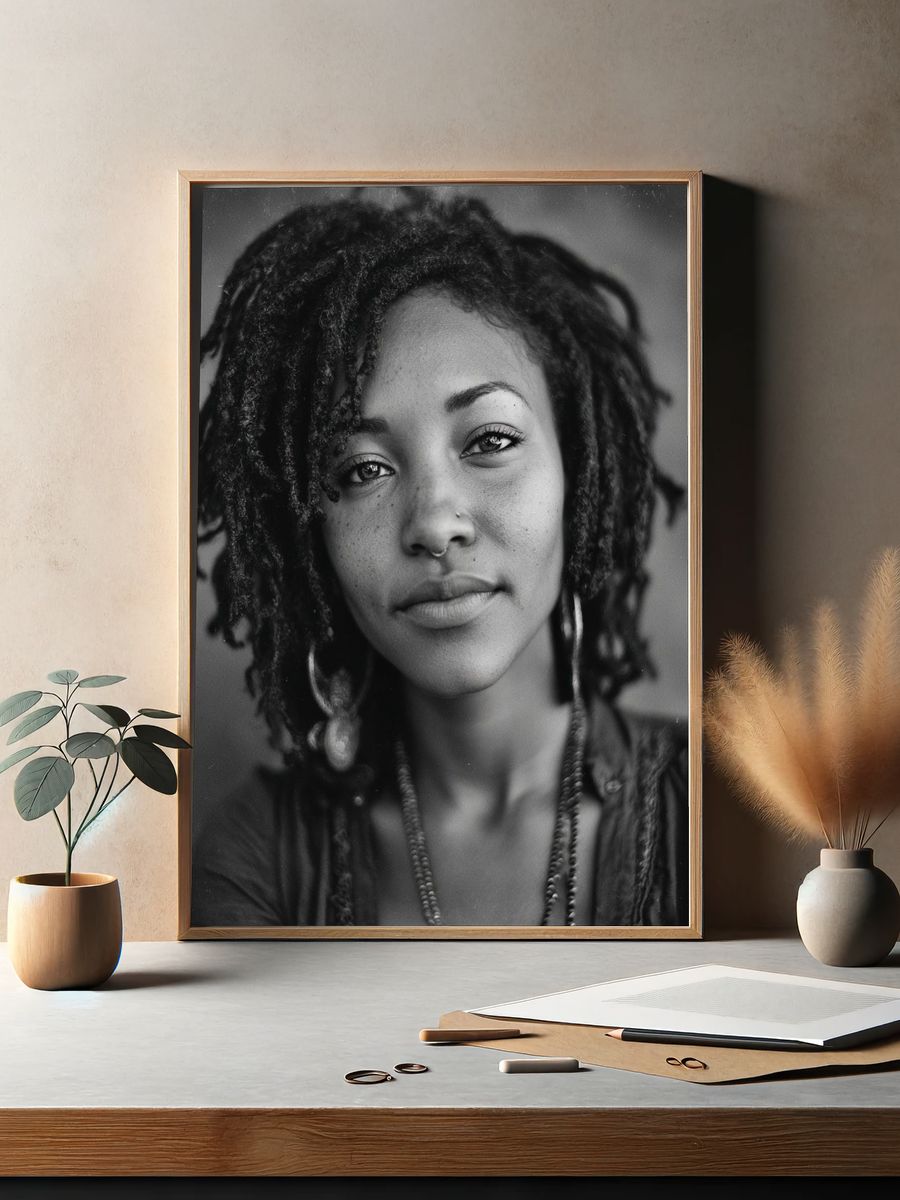 Portrait of a Woman Black-White Print. — room view 2