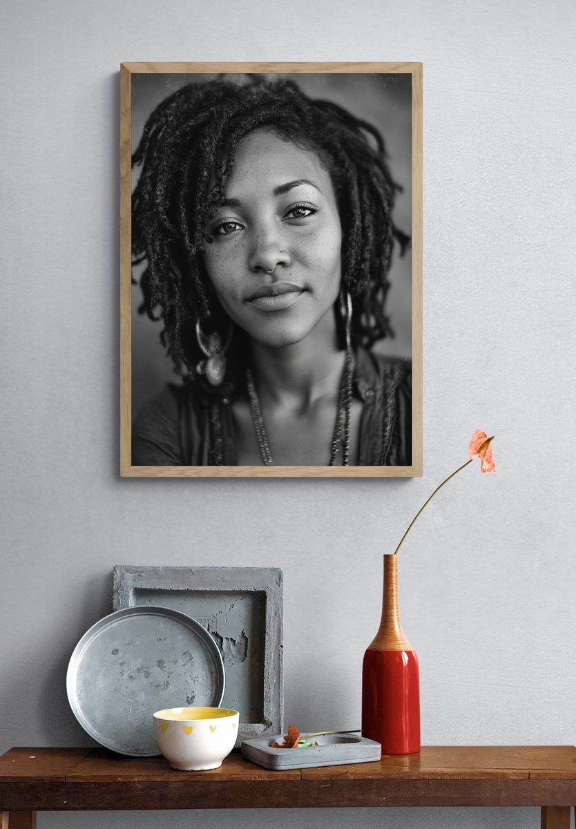 Portrait of a Woman Black-White Print. — room view 3
