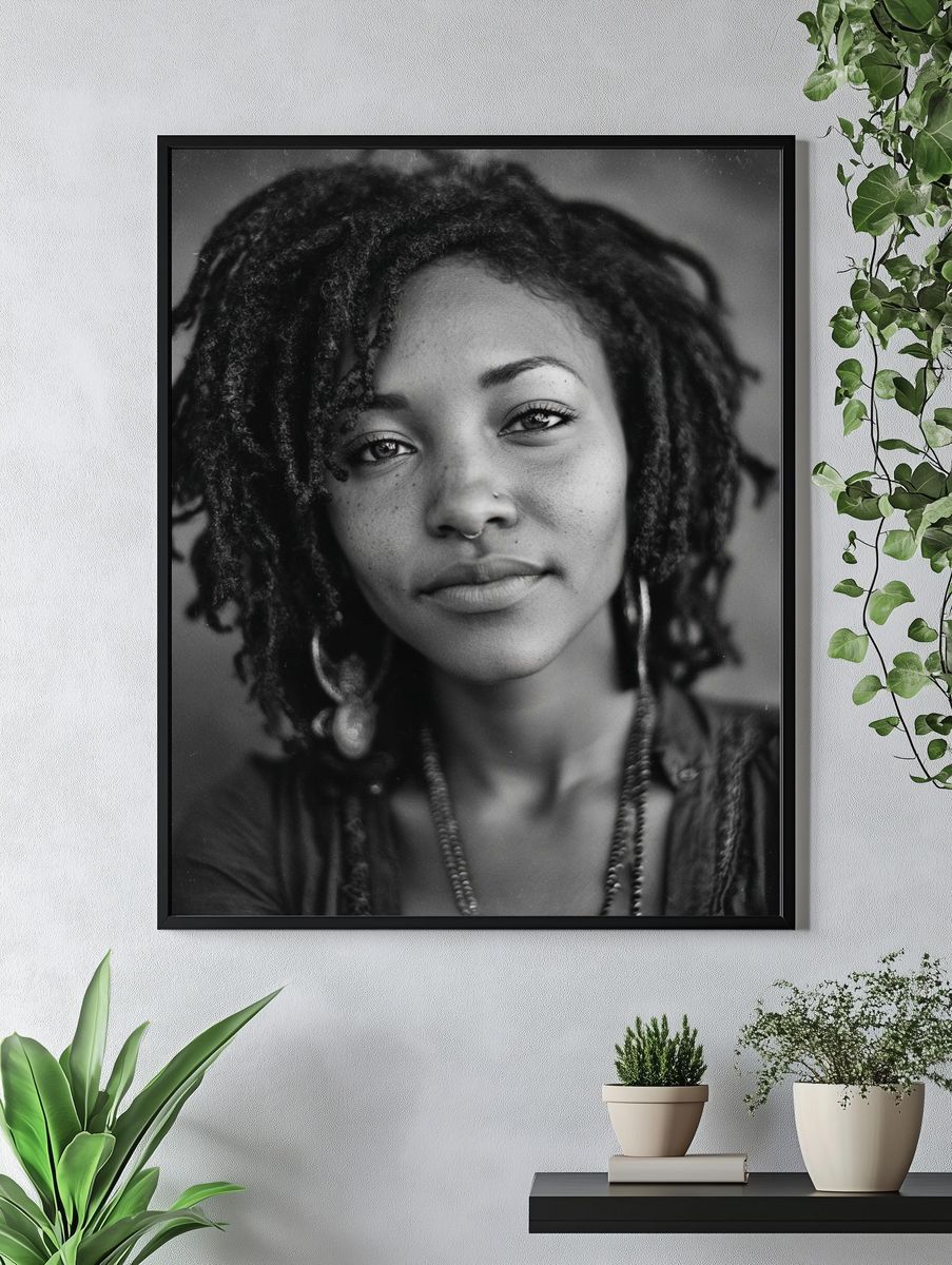 Portrait of a Woman Black-White Print. — room view 4