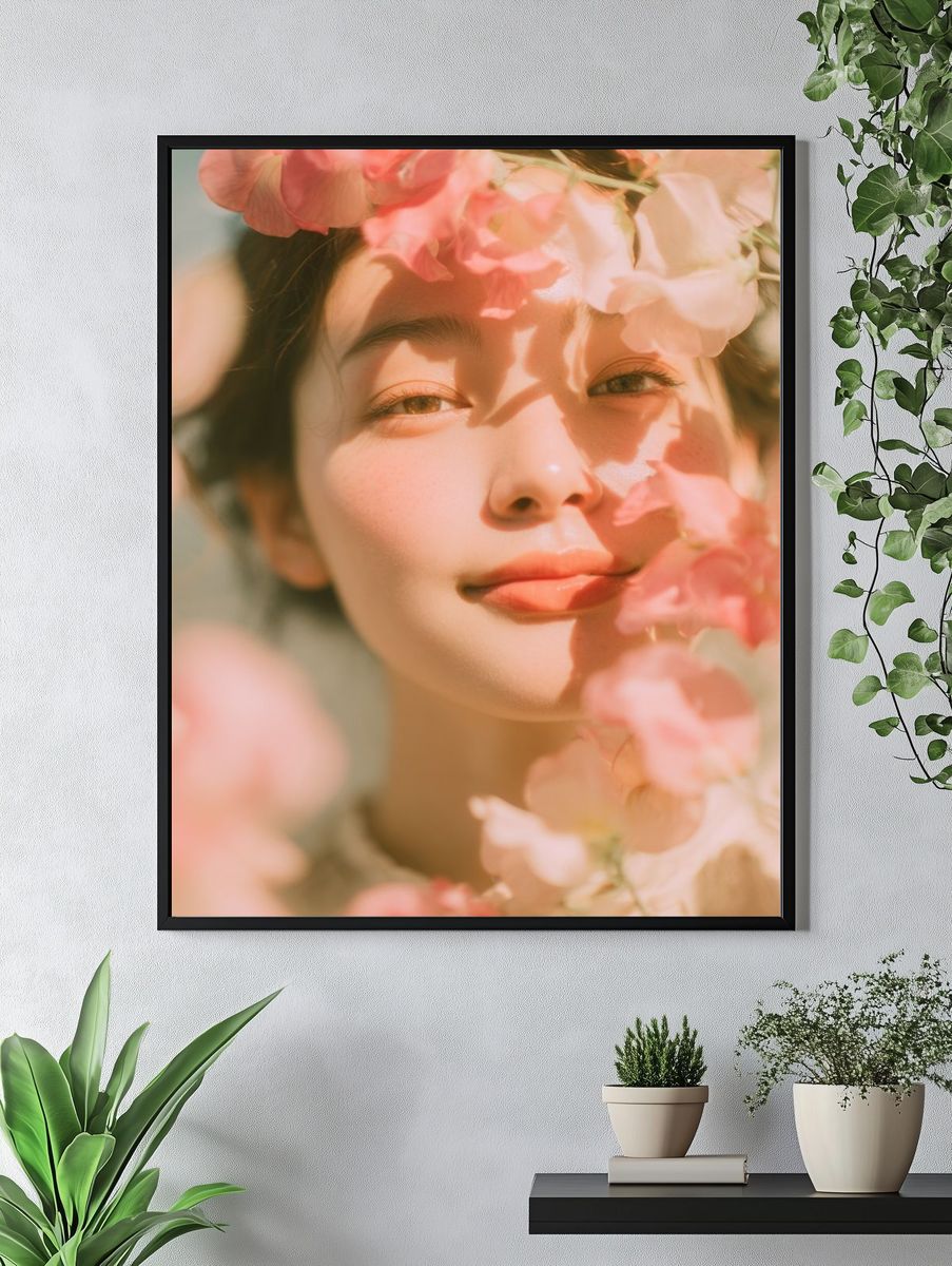 Portrait of a Woman Among Flowers — Photography Print. — room view 4