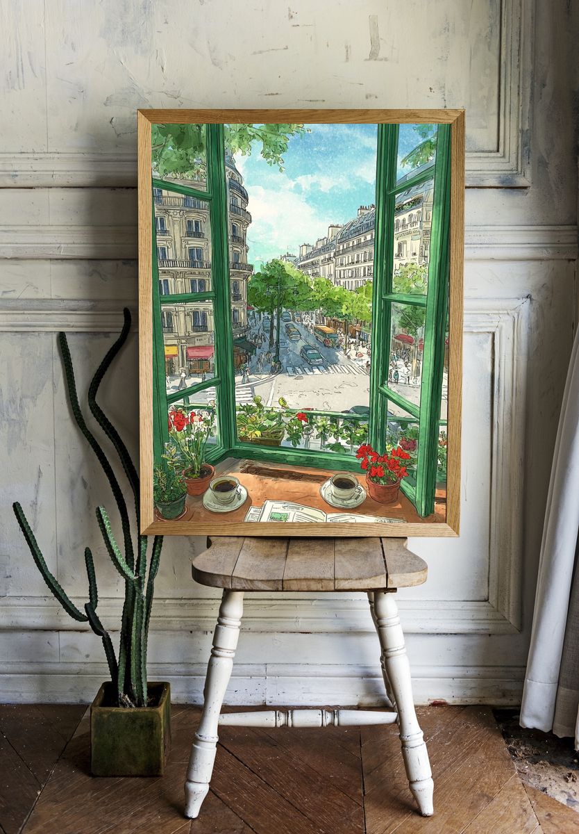 Parisian Window — Illustration Print. — room view 1