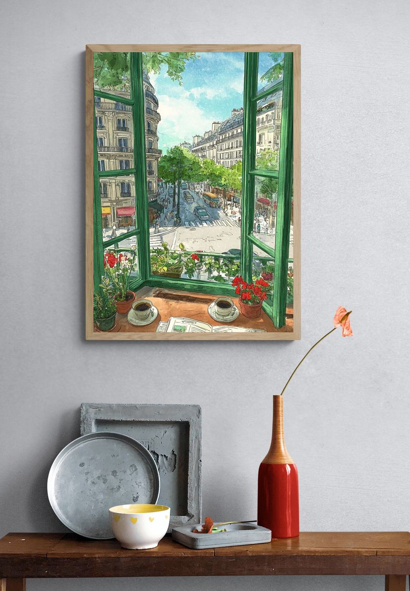 Parisian Window — Illustration Print. — room view 3