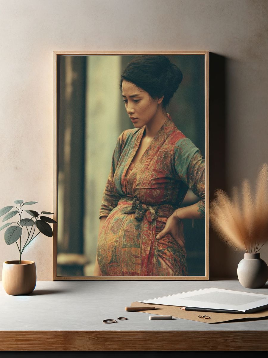 Pregnant Woman Portrait Print. — room view 2