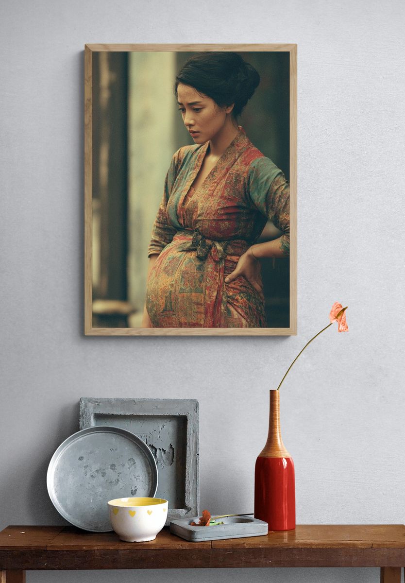 Pregnant Woman Portrait Print. — room view 3