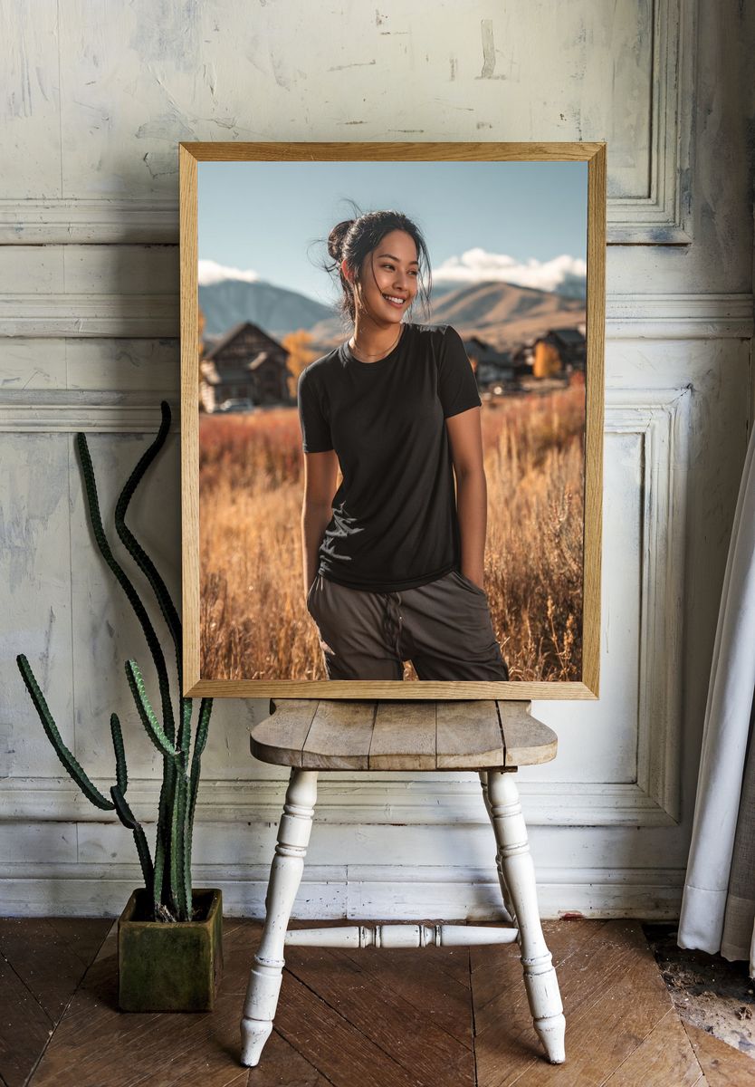 Smiling Woman in Nature — Photography Print. — room view 1