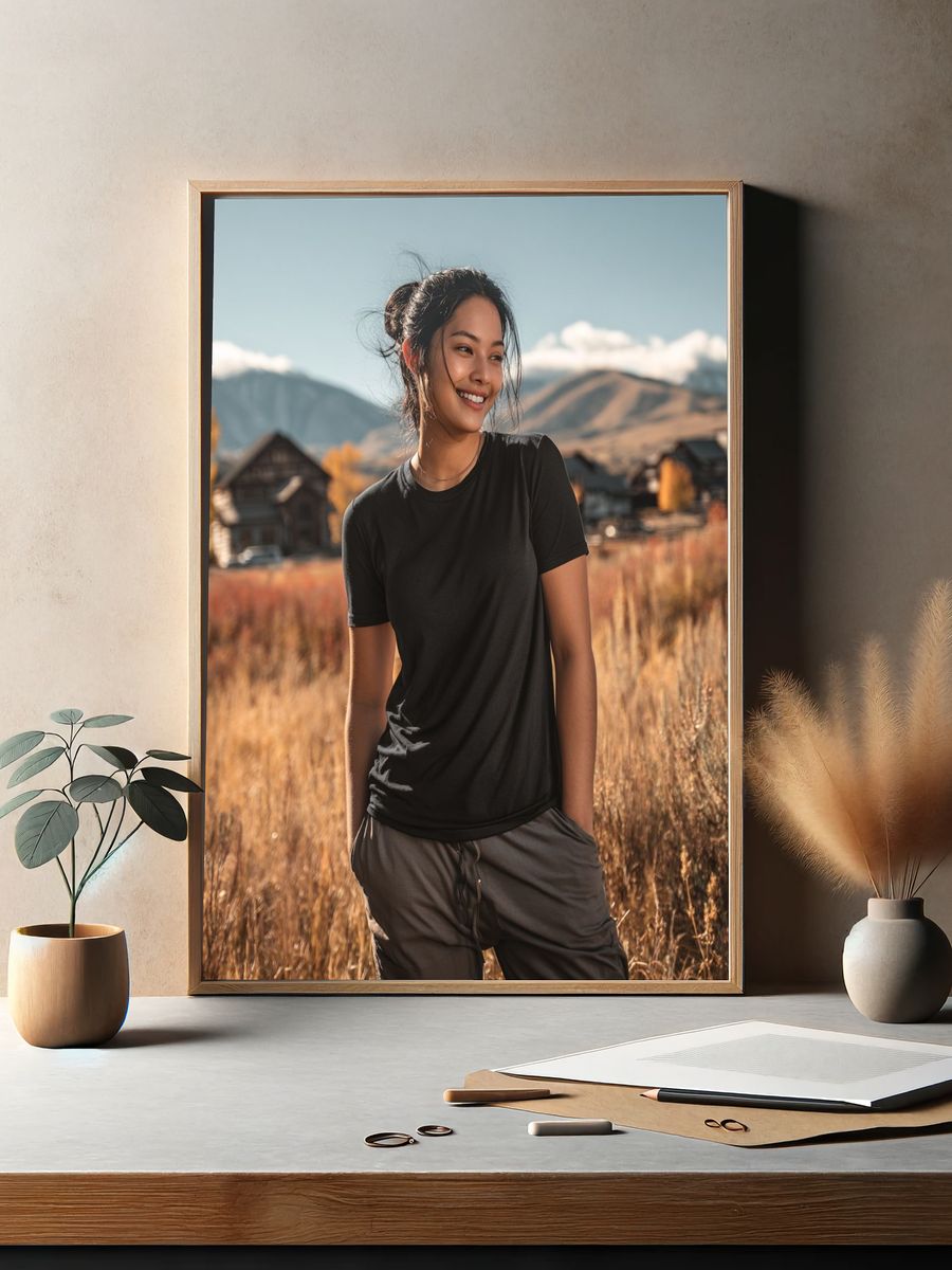 Smiling Woman in Nature — Photography Print. — room view 2