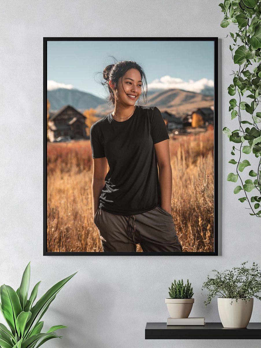 Smiling Woman in Nature — Photography Print. — room view 4