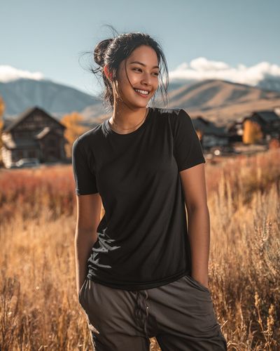 Smiling Woman in Nature — Photography Print. poster