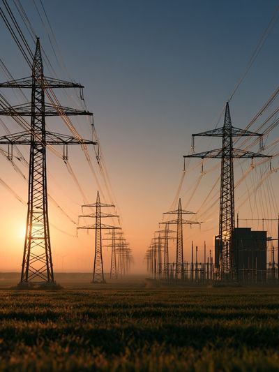 Power Lines at Sunset Photography Poster.