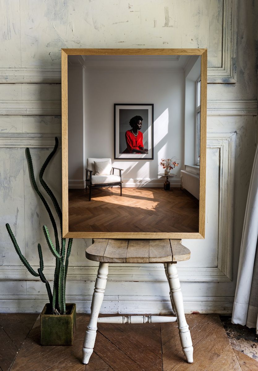 Portrait of a Woman in Red — Photography Print. — room view 1