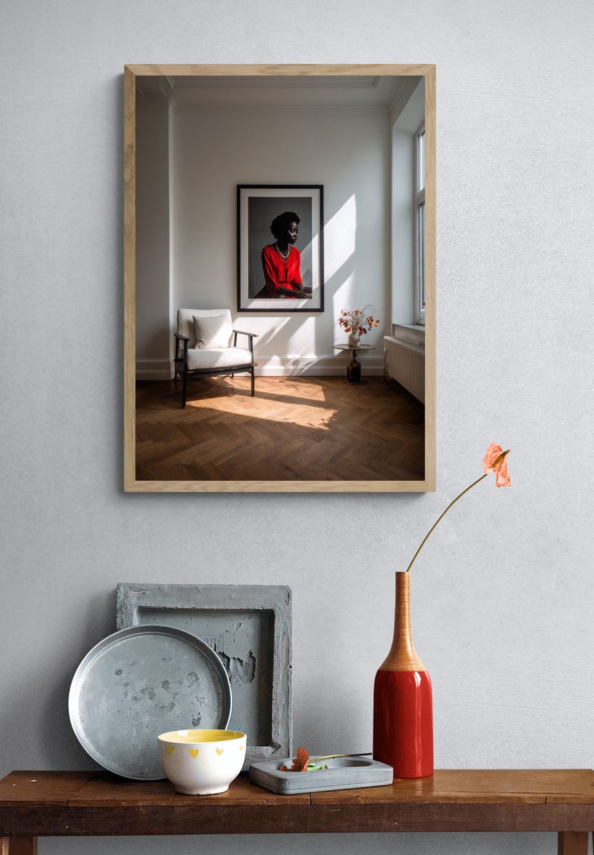 Portrait of a Woman in Red — Photography Print. — room view 3