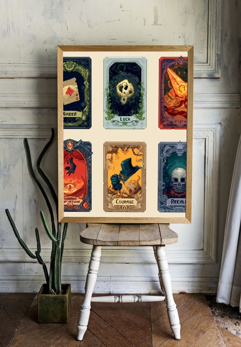 Pixel Tarot Cards Typography Poster. — room view 1