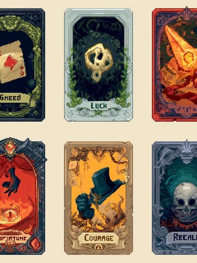 Pixel Tarot Cards Typography Poster.
