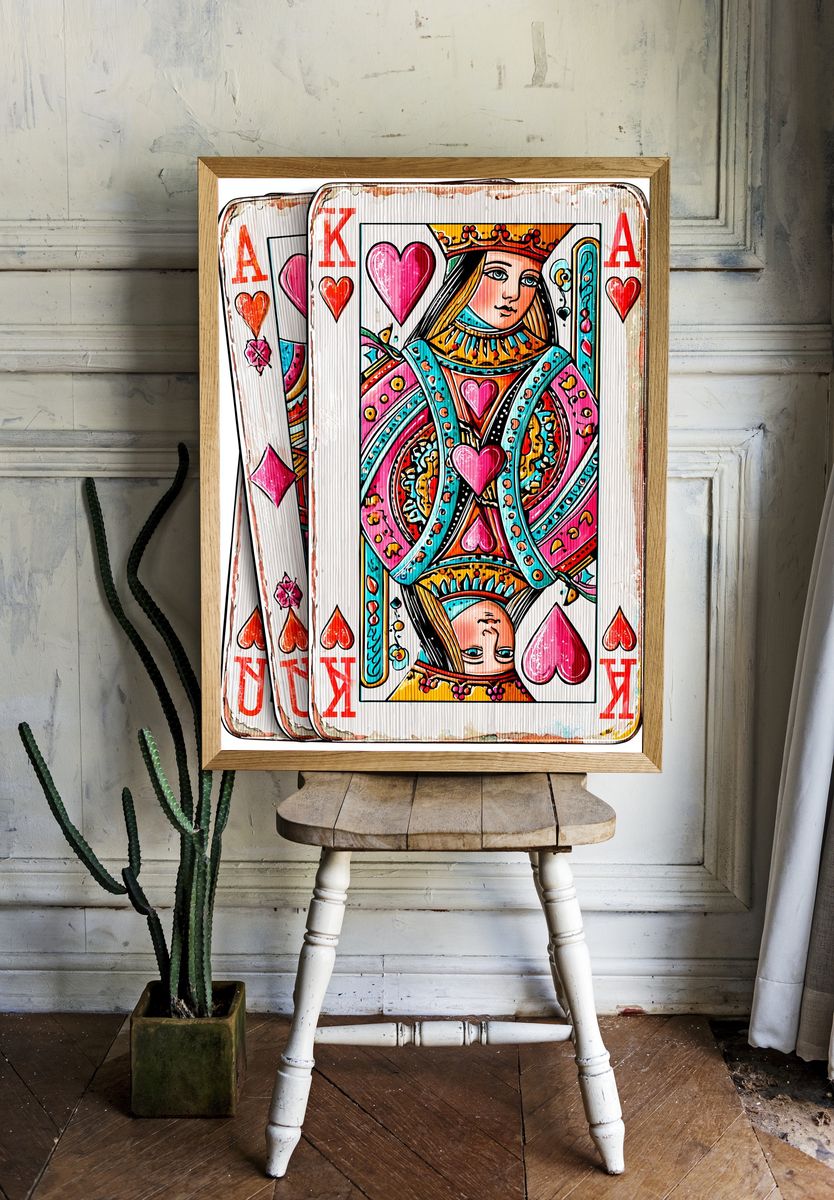 Queen of Hearts Playing Card Print. — room view 1