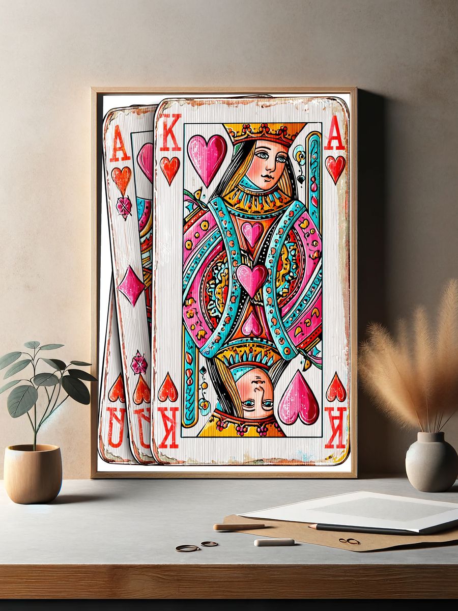 Queen of Hearts Playing Card Print. — room view 2