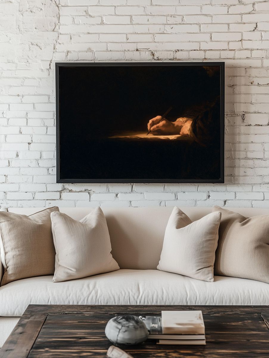 Quill and Hand Renaissance Print. room preview