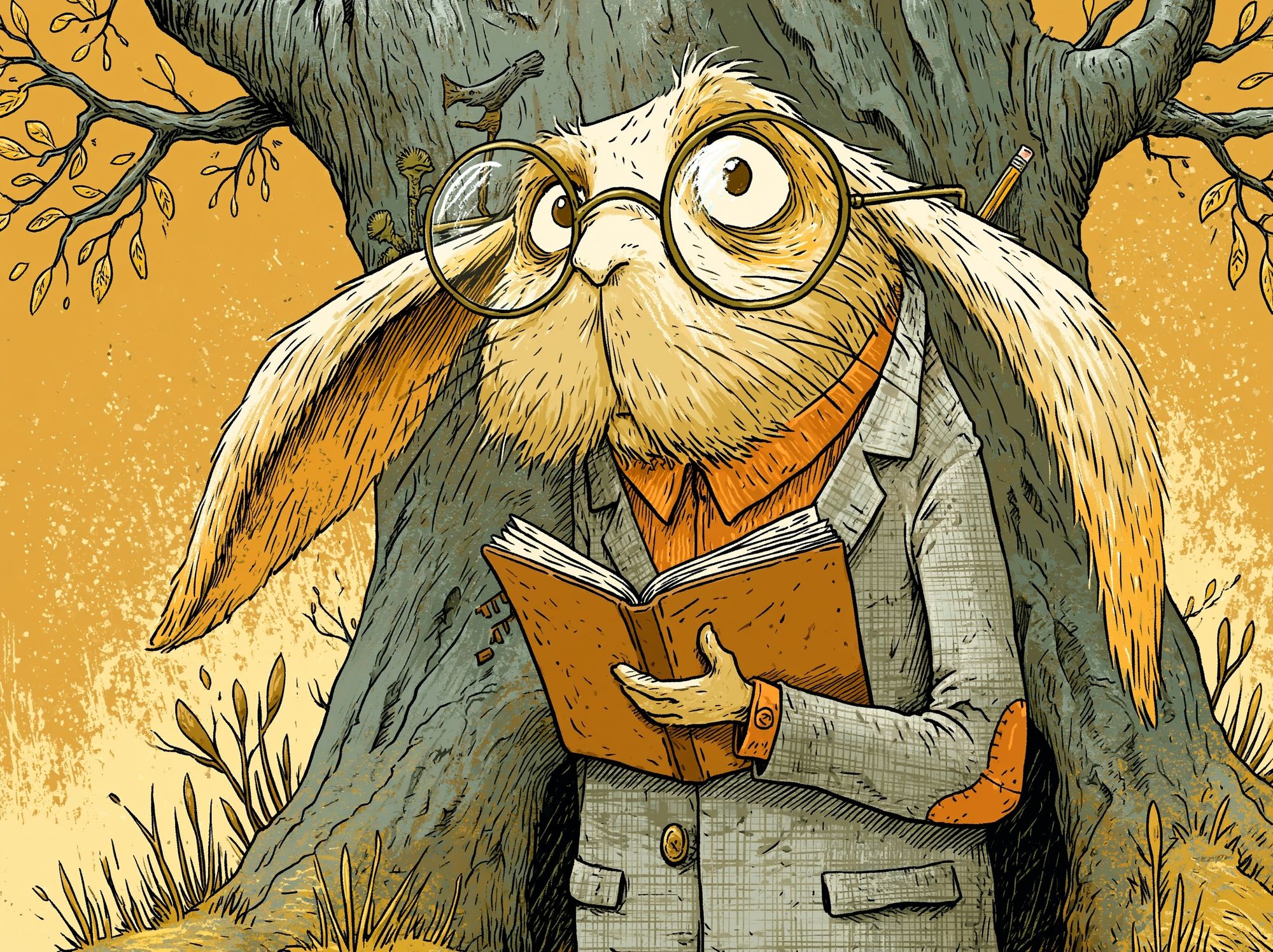 Reading Rabbit Illustration Poster. poster — illustration art