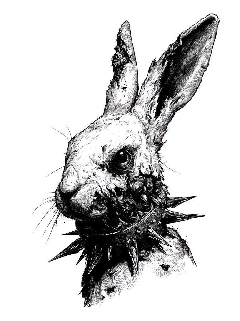 Spiked Rabbit Ink Poster. poster — animals art