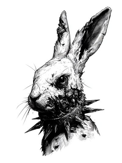 Spiked Rabbit Ink Poster. poster