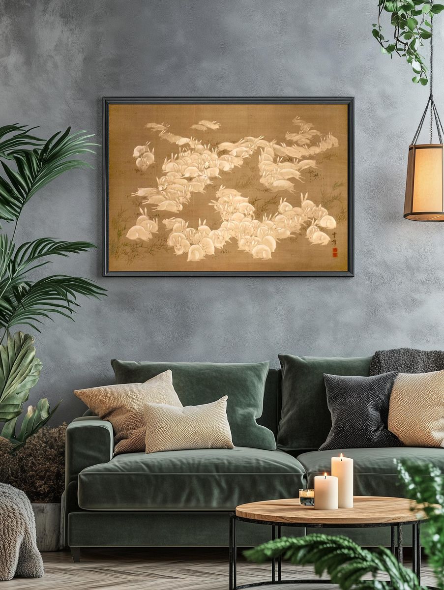Herd of Rabbits — Japanese Ink Print. — room view 4