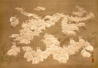 Herd of Rabbits — Japanese Ink Print. poster print