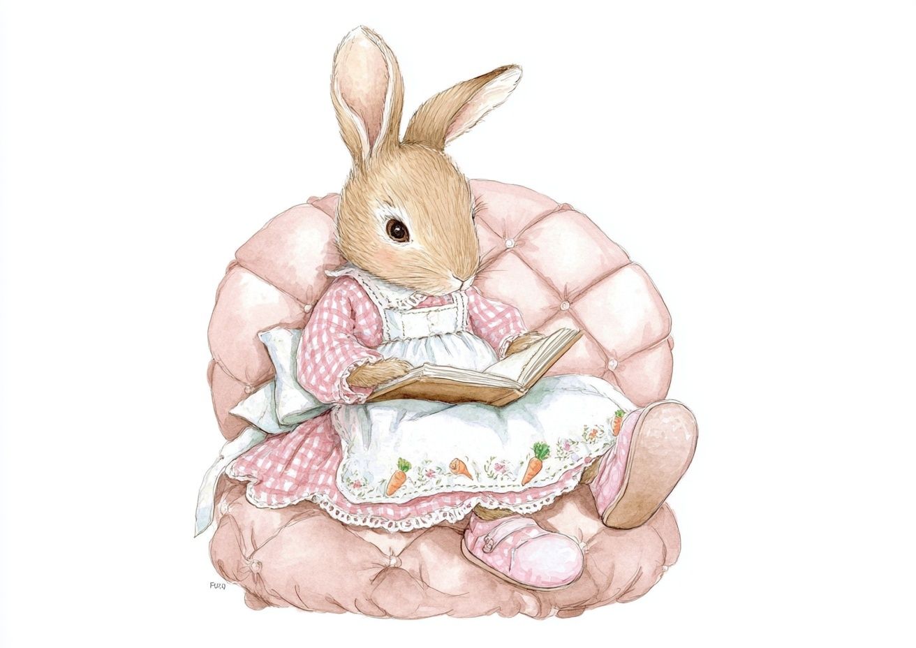 Reading Rabbit — Cute Illustration Print. poster — illustration art