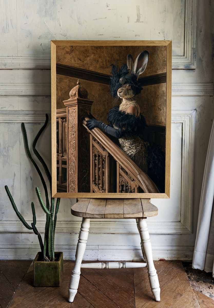 Rabbit Portrait Fine-Art Print. room preview