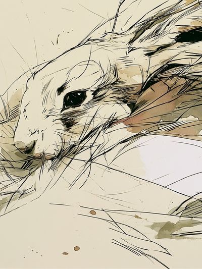 Rabbit Sketch Illustration Poster.