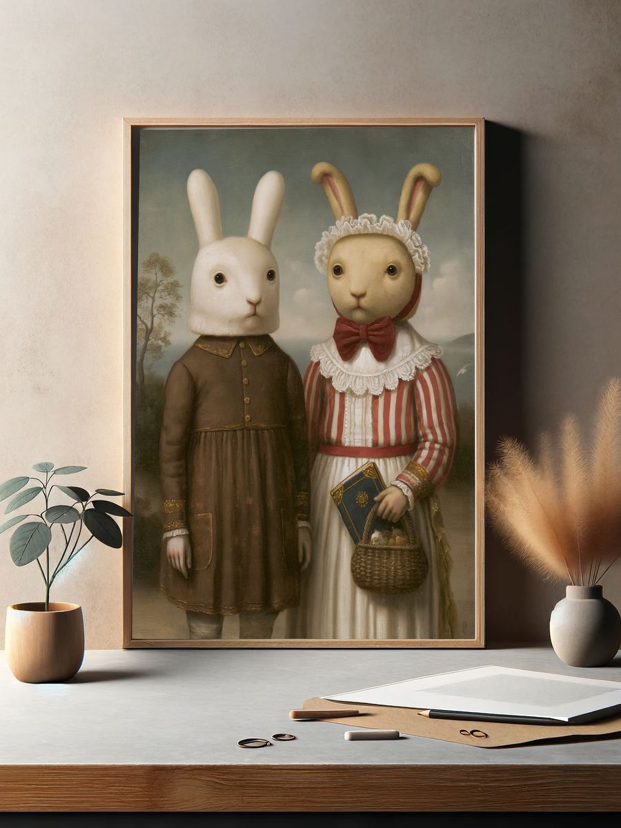 Rabbit Portrait Fine-Art Poster. — room view 2