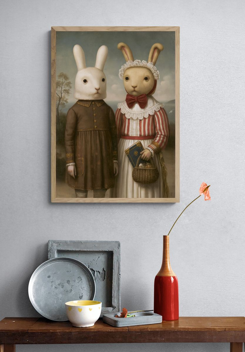 Rabbit Portrait Fine-Art Poster. — room view 3