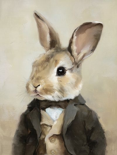 Dapper Rabbit Portrait Poster. poster