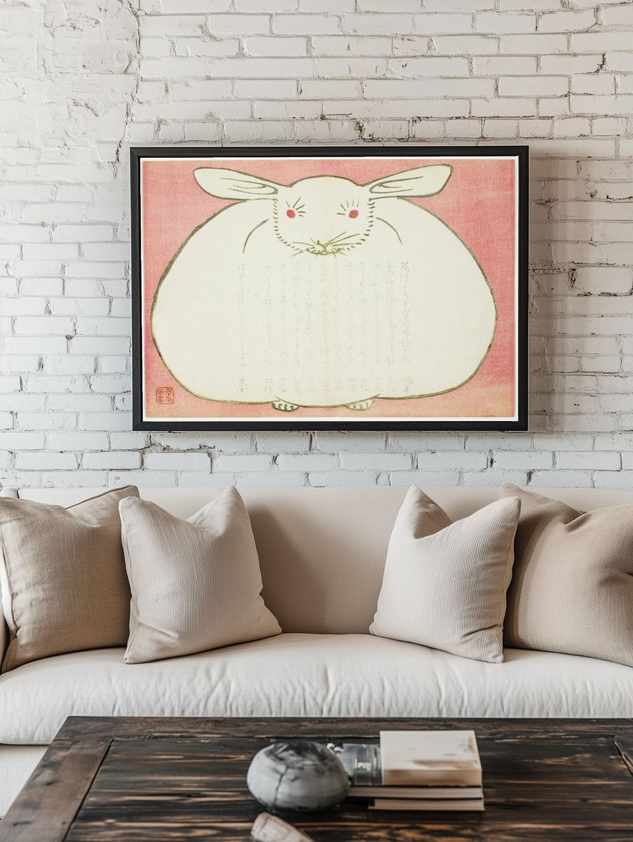 Chubby Rabbit — Japanese Art Print. — room view 1
