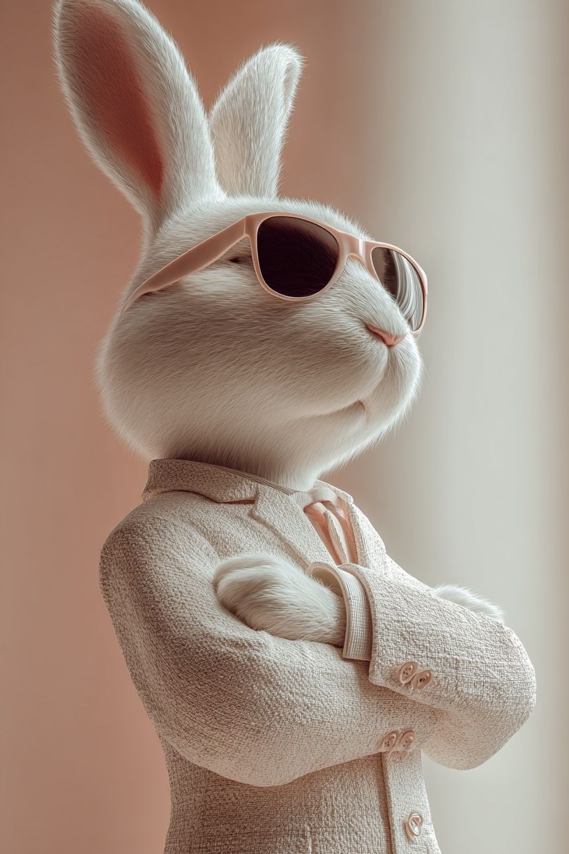 Stylish Rabbit in Sunglasses — Illustration Print. poster detail
