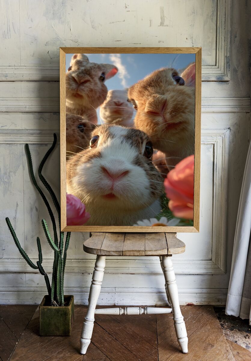 Curious Rabbits — Animal Photography Poster. — room view 1