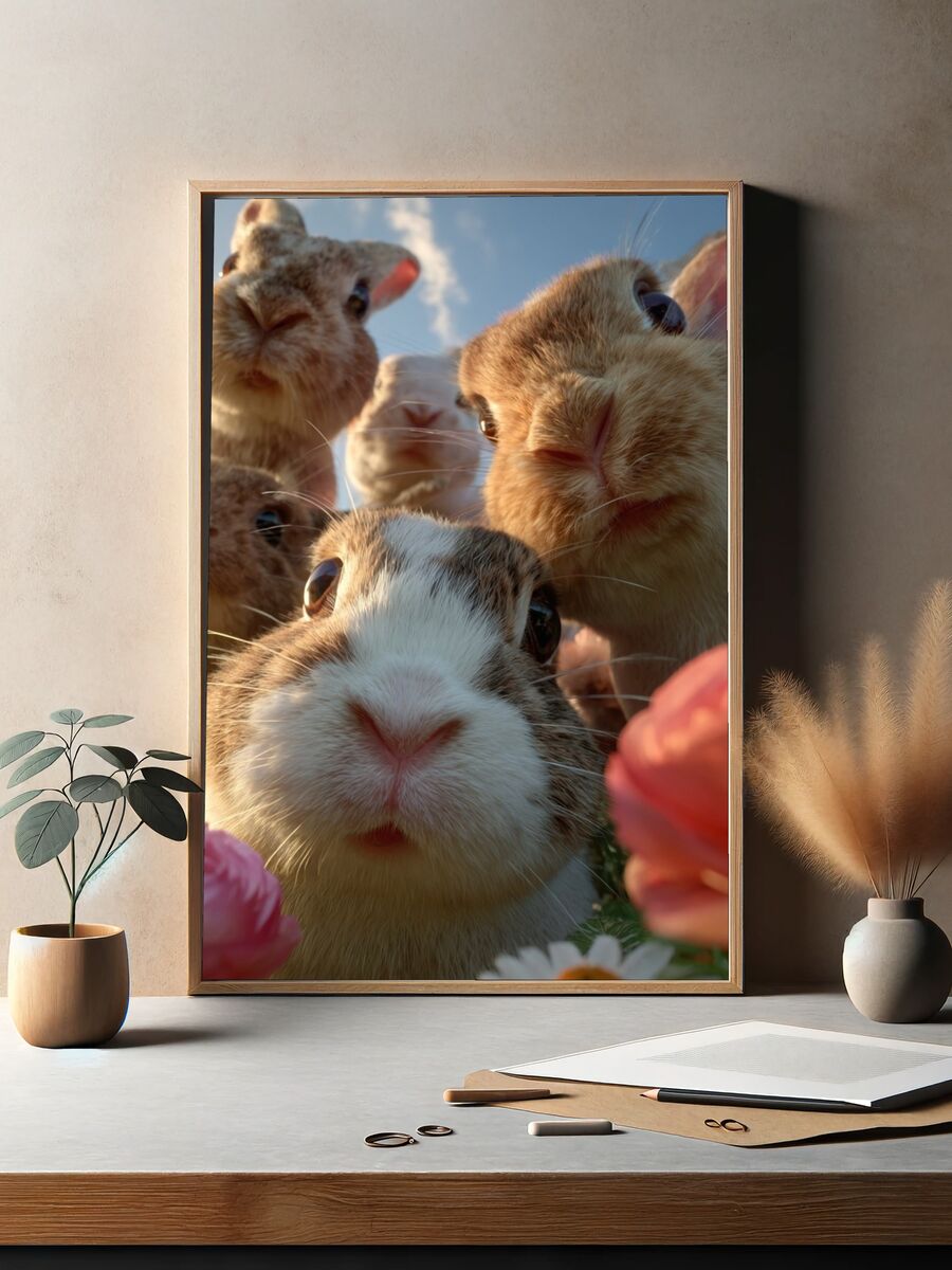 Curious Rabbits — Animal Photography Poster. — room view 2