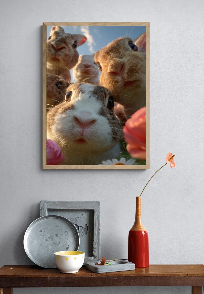 Curious Rabbits — Animal Photography Poster. — room view 3