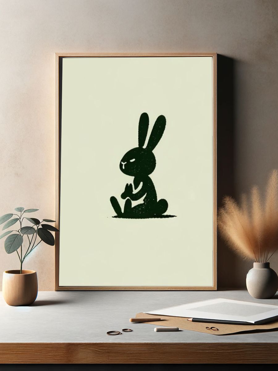 Minimal Rabbit Silhouette Poster. — room view 2