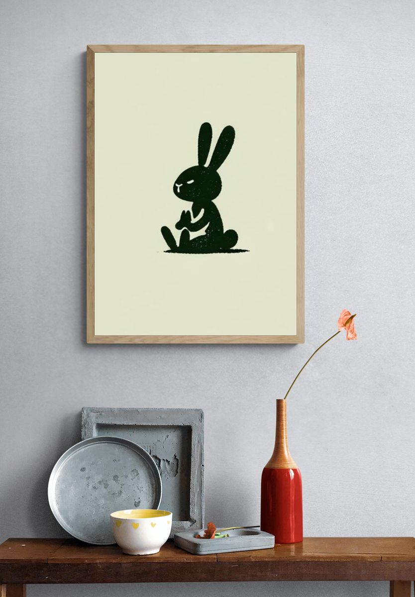 Minimal Rabbit Silhouette Poster. — room view 3