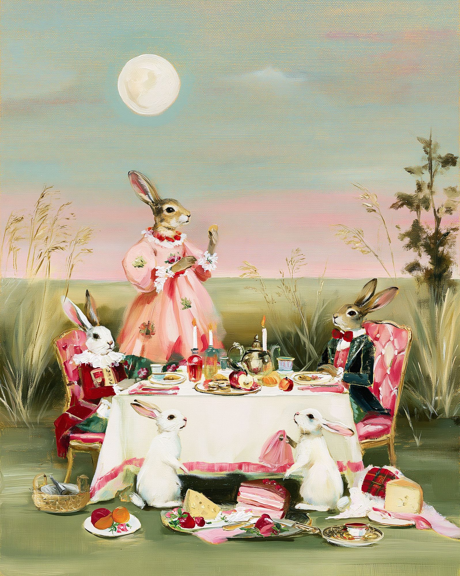 Rabbit Tea Party Illustration Poster. poster — illustration art
