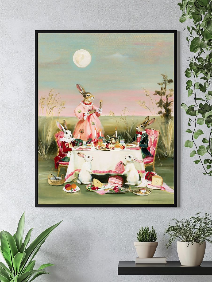 Rabbit Tea Party Illustration Poster. — room view 4