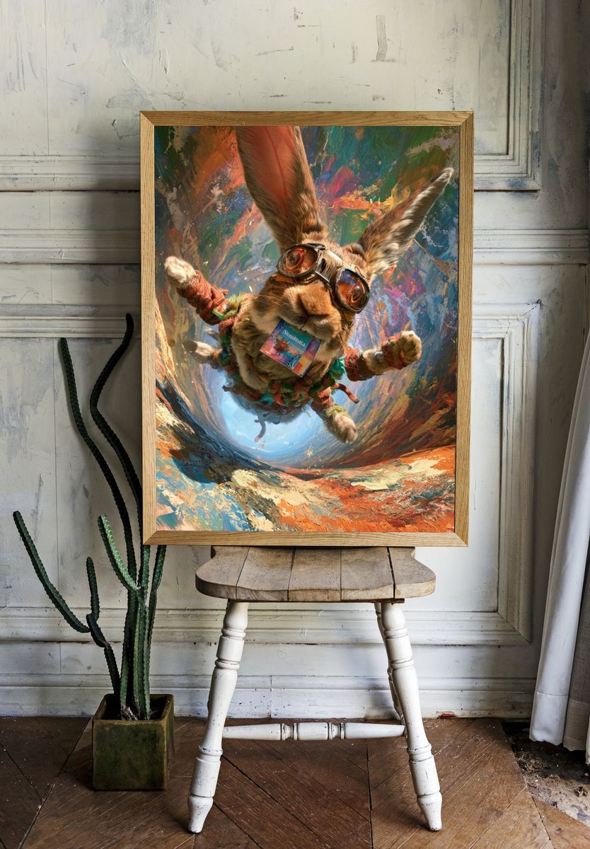 Aviator Rabbit Digital Art Poster. room preview