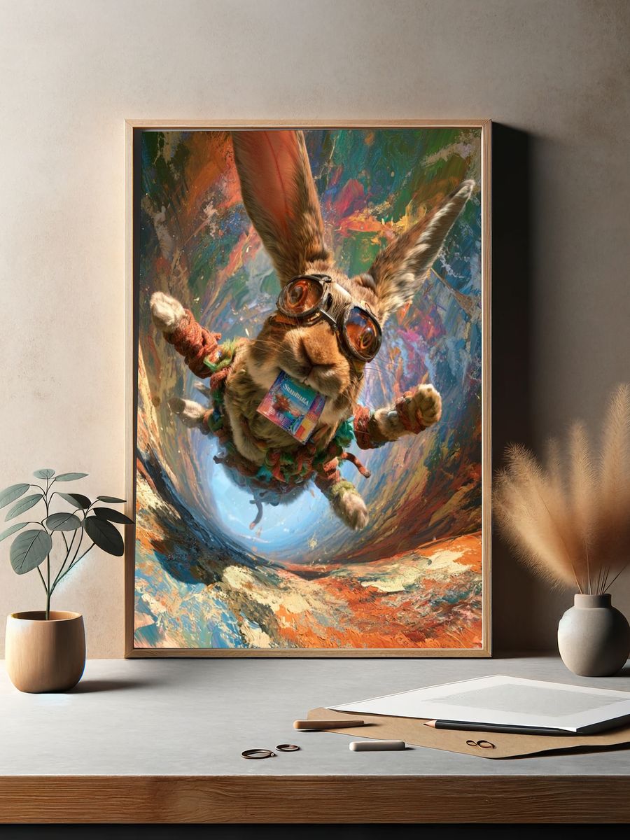 Aviator Rabbit Digital Art Poster. — room view 2
