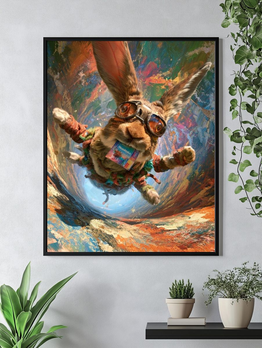 Aviator Rabbit Digital Art Poster. — room view 4