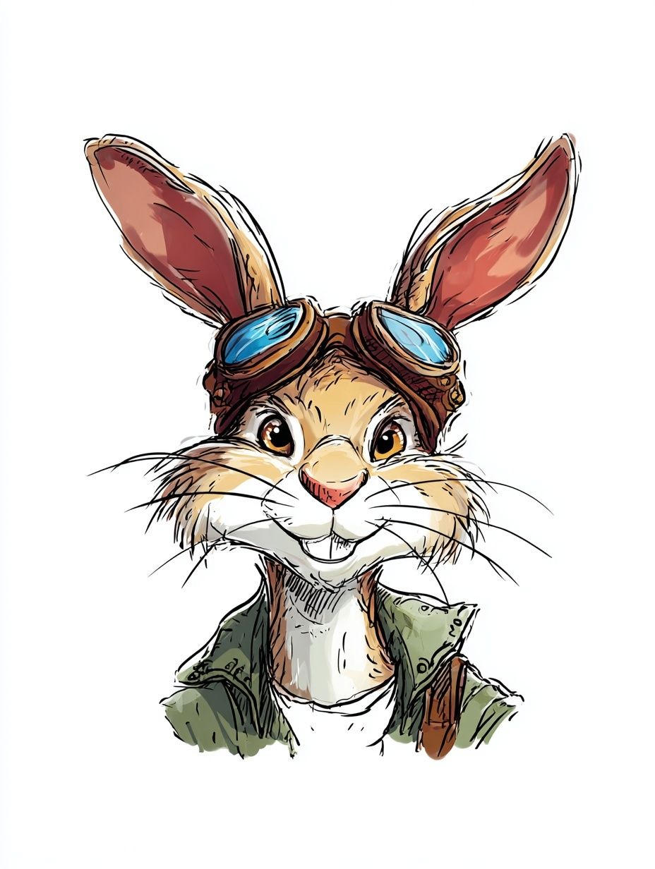Adventurous Rabbit — Cartoon Print. poster detail