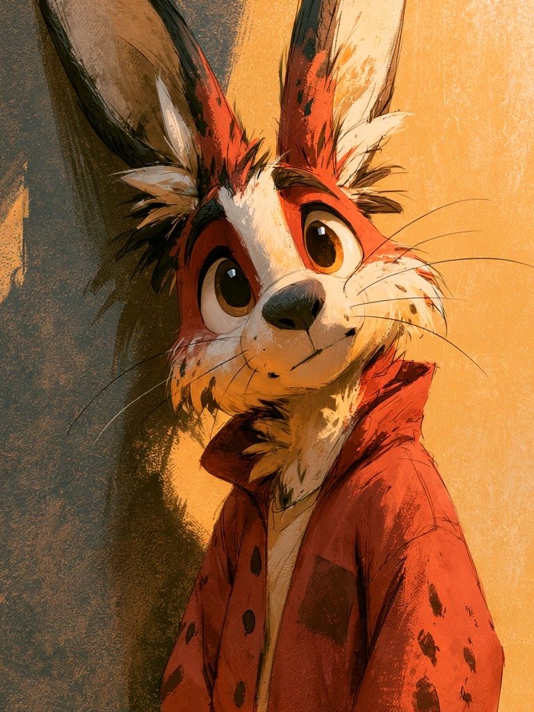 Red Rabbit Portrait Illustration Poster. poster — animals art