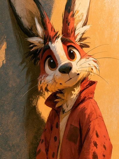 Red Rabbit Portrait Illustration Poster.